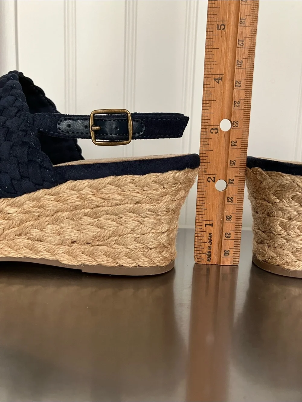 Bella Vita Mariella Navy Woven Espadrille Wedge Slingback Sandals 7.5M